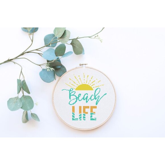 Beach Ocean Summer Funny Humor Sun Counted Cross Stitch Patterns Set of‎ 10 - Picture 6 of 11